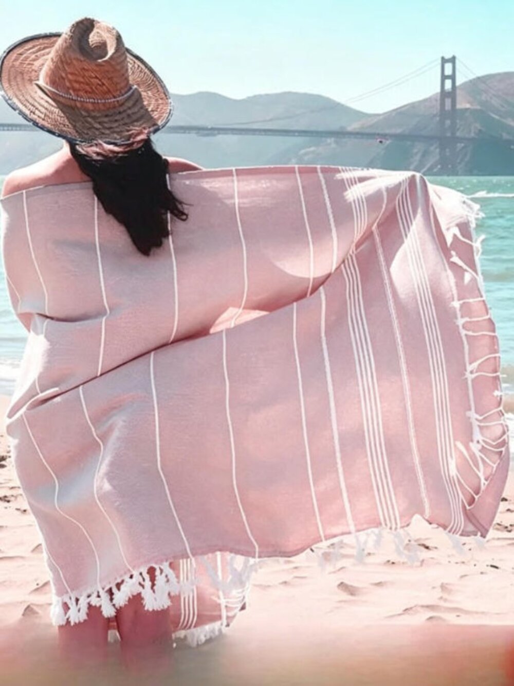 4PCS Striped Turkish Towel Cotton Sports Beach Towel For Adult Pool Blanket - Picture 5 of 9